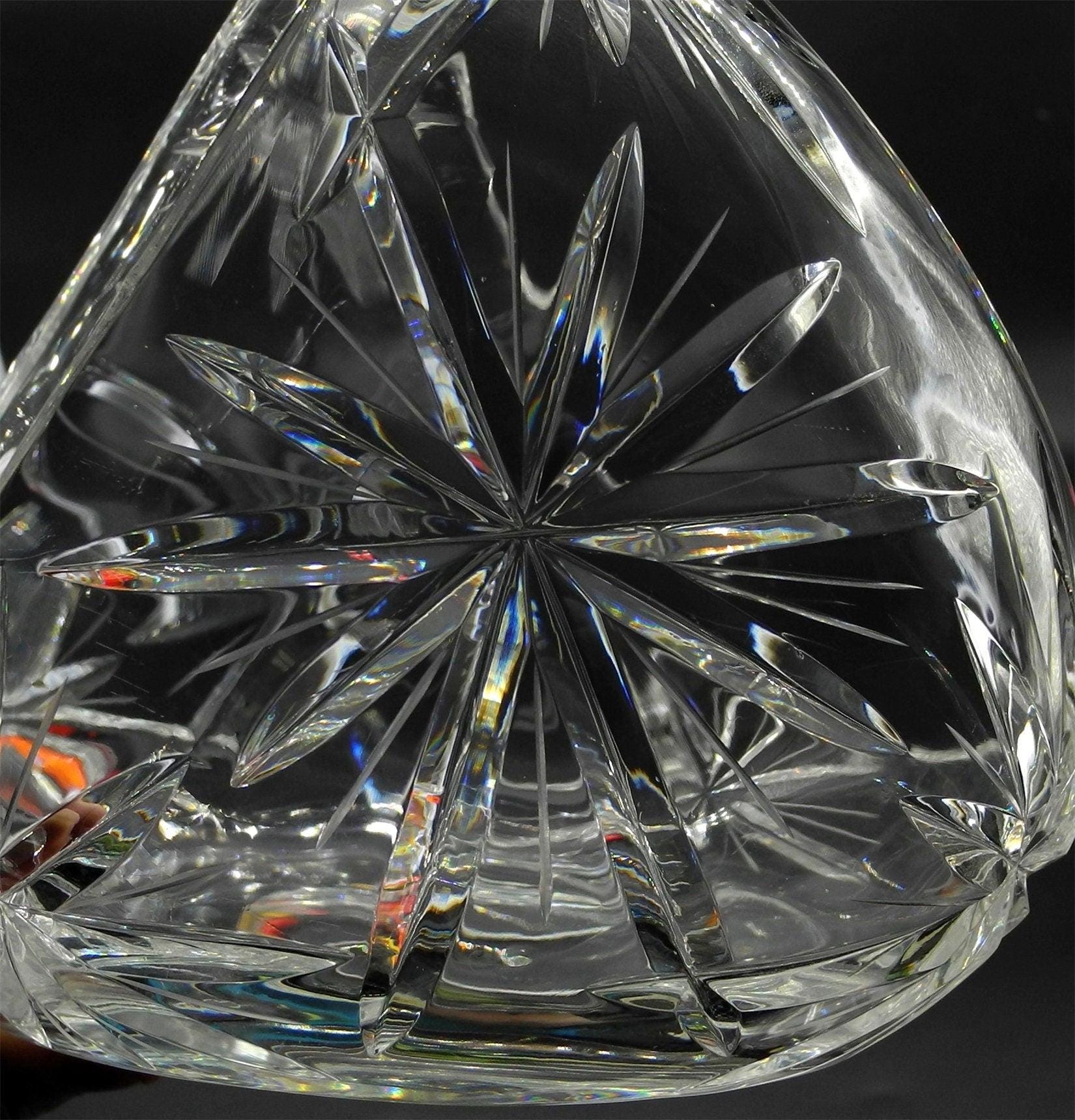 Vtg Big Crystal Vase Basket, Home Decor