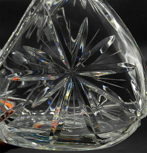 Vtg Big Crystal Vase Basket, Home Decor