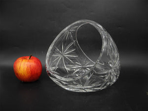 Vtg Big Crystal Vase Basket, Home Decor