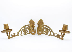 Pair Beale & Co Australia Art Nouveau Copper Piano Sconces, Australian Made