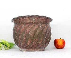 Brass Planter/ Pot, Red Patina