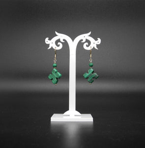 Vtg Malachite Gemstone Teardrop Dangle Earrings, Dangle Earring,Malachite Earrings, Gemstone Earing,