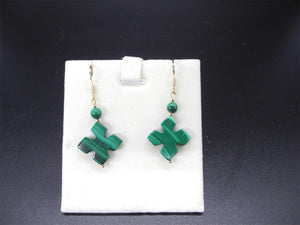 Vtg Malachite Gemstone Teardrop Dangle Earrings, Dangle Earring,Malachite Earrings, Gemstone Earing,