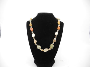Vtg Colorful Natural Stone Strand Necklace, Natural Stone, Necklace,