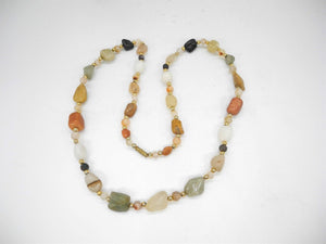 Vtg Colorful Natural Stone Strand Necklace, Natural Stone, Necklace,