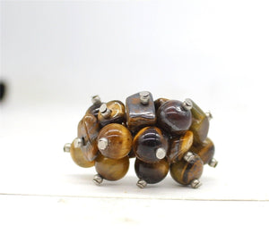 Natural Tiger Eye Grape Style Ring, Jewellery,