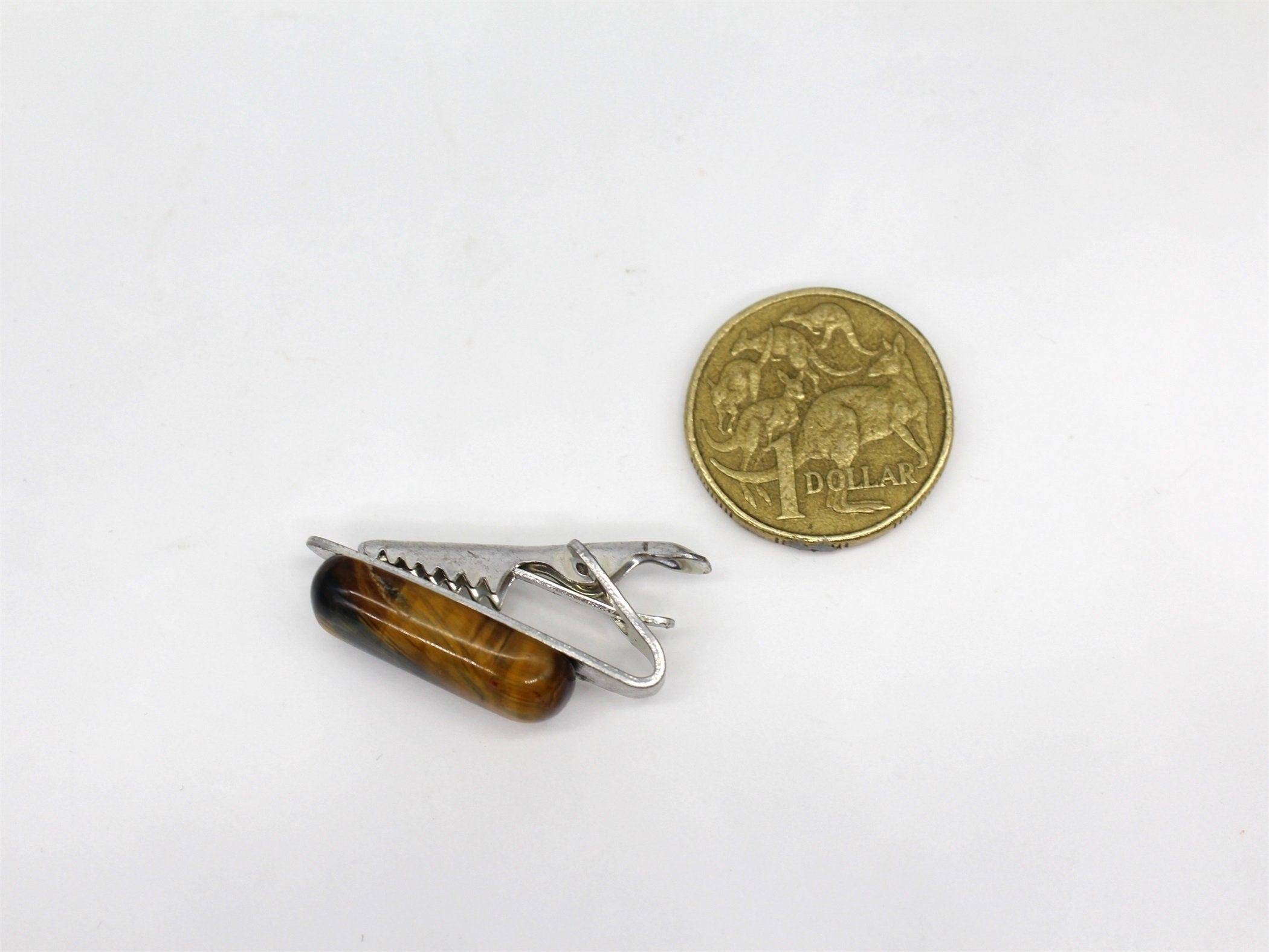 Natural Tiger Eye Tie clip, Jewellery,