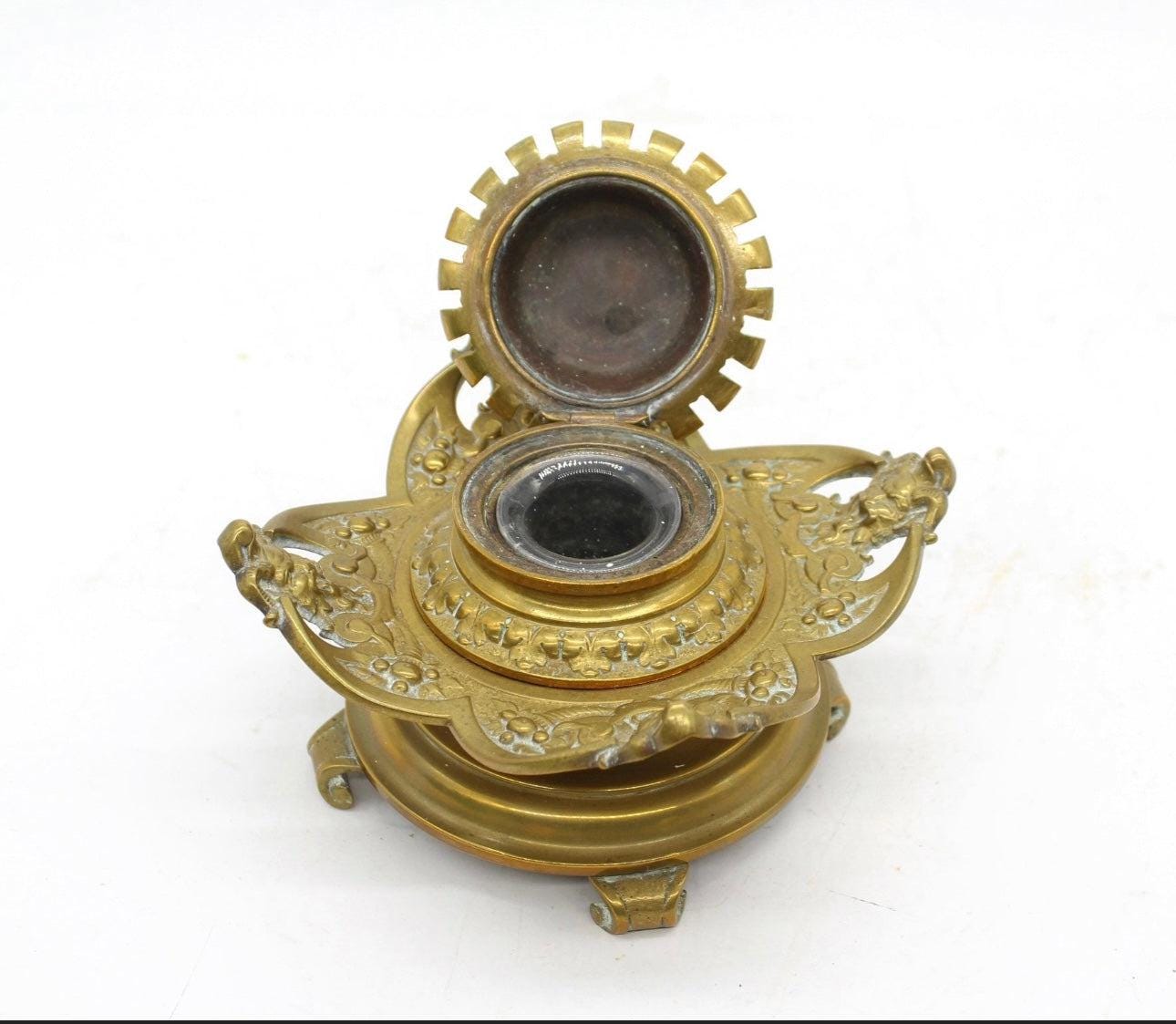 19th Century French Brass Inkwell,
