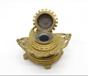 19th Century French Brass Inkwell,