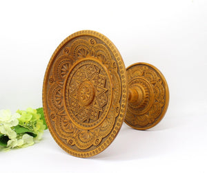 Vtg Hand Carved Wooden compote/ Stand, Home Decor