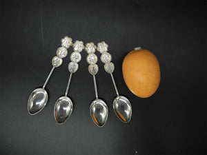 4x Vtg Sterling Silver Spoon, Longevity, Good Luck, Happinesses,