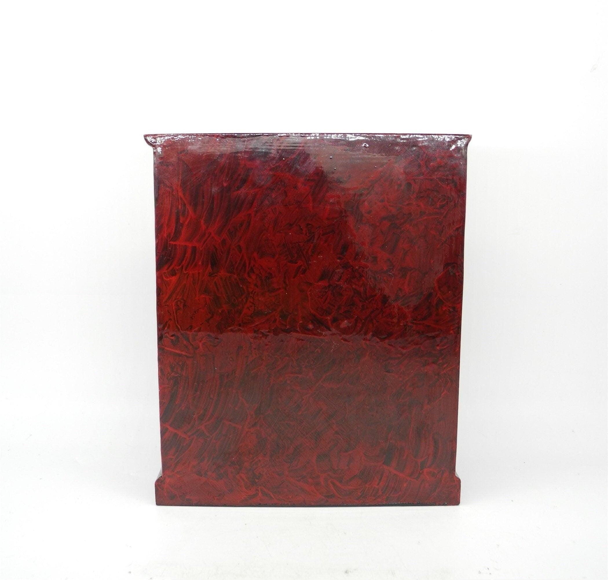Vtg Asian Jewelry cabinet with Cork Carving Landscaping, Jewelry Wooden Cabinet,  Mini Chest ,