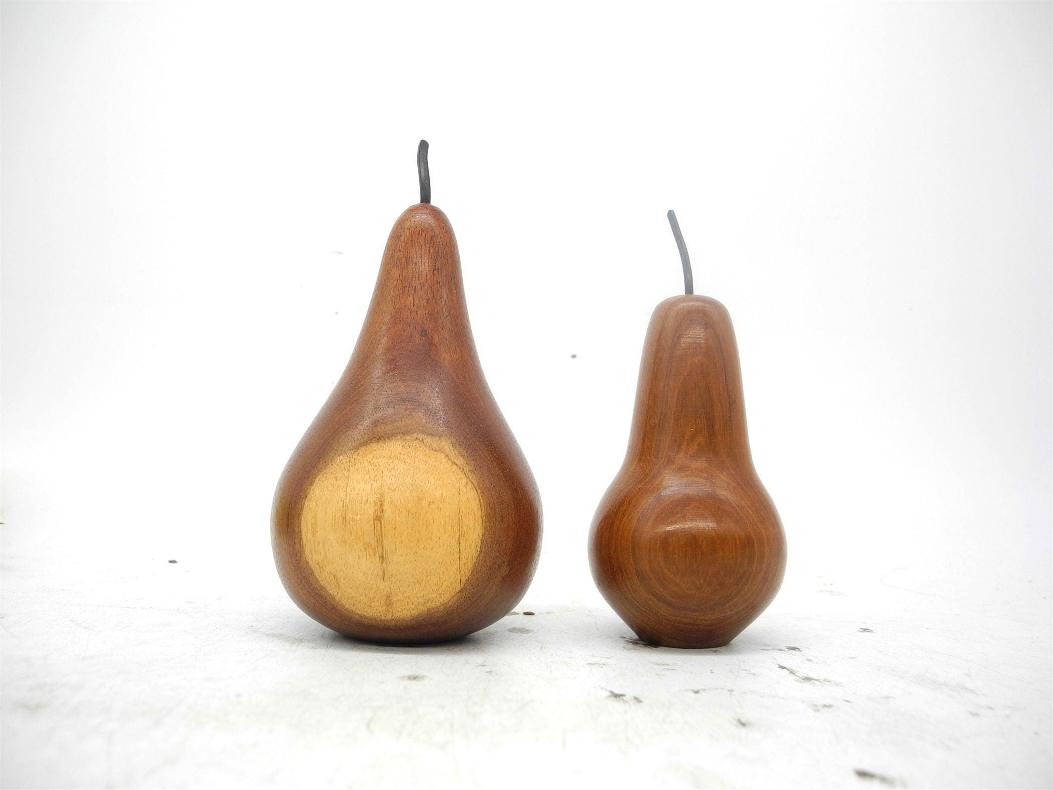 10P Hand Carved Wooden Fruit with Rattan Bowl/basket,Fruit Bowl,Wooden Decor,Carved Fruits,Wooden Pear,Kitchen Decor