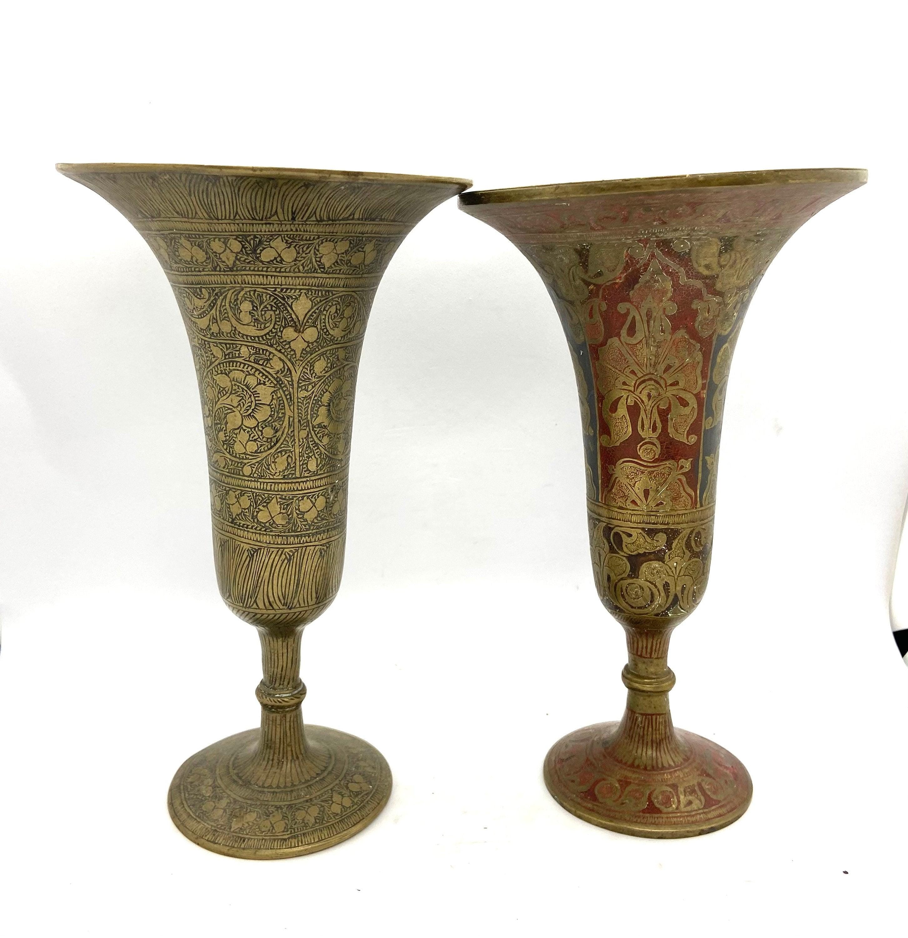 Pair Brass Trumpet Vase, Home Decor