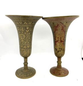 Pair Brass Trumpet Vase, Home Decor