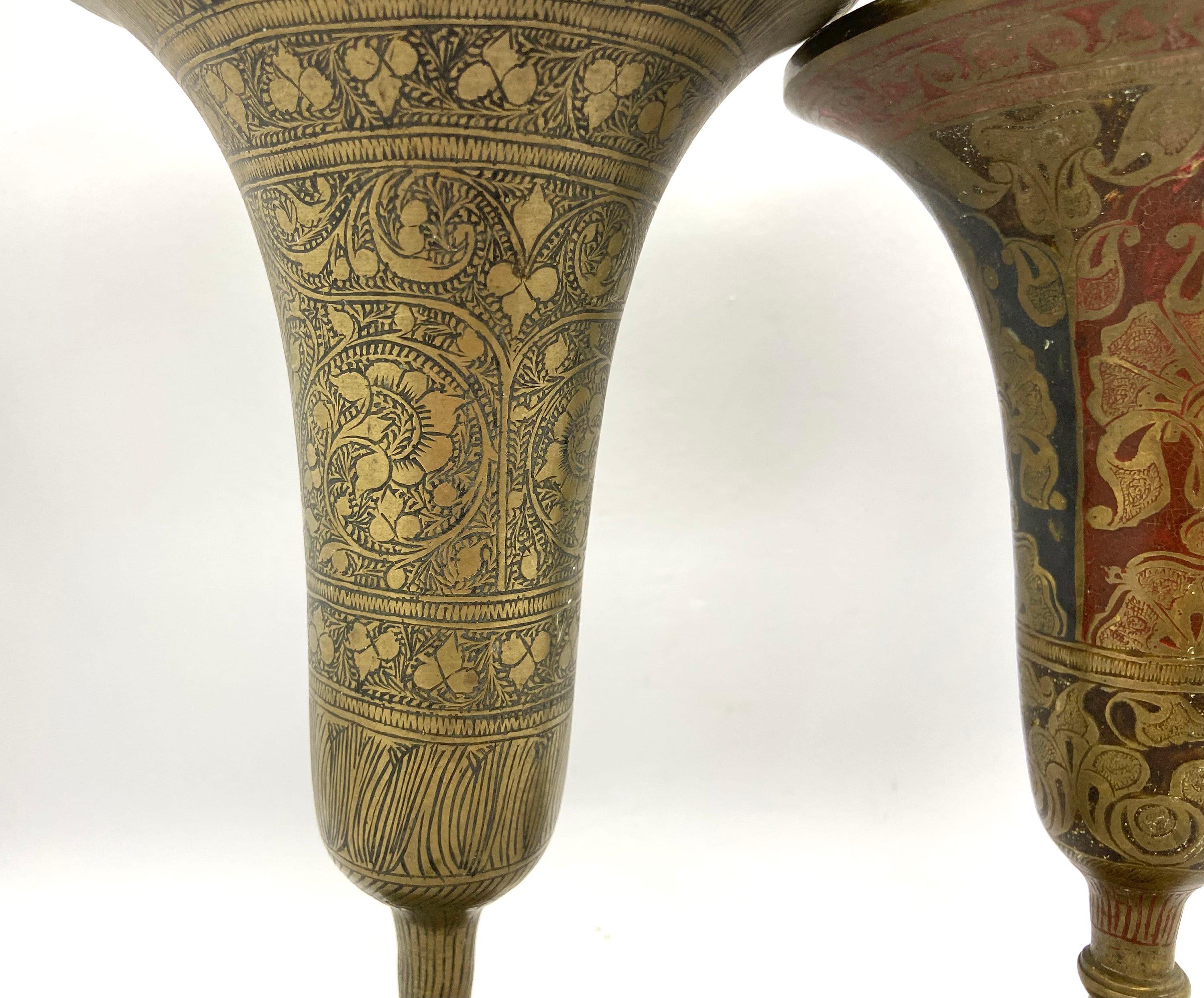 Pair Brass Trumpet Vase, Home Decor