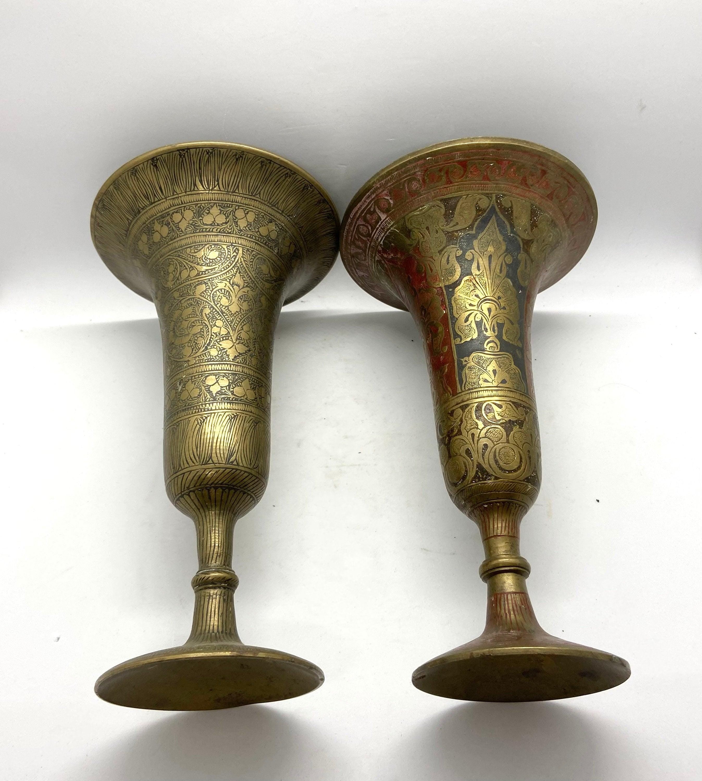 Pair Brass Trumpet Vase, Home Decor