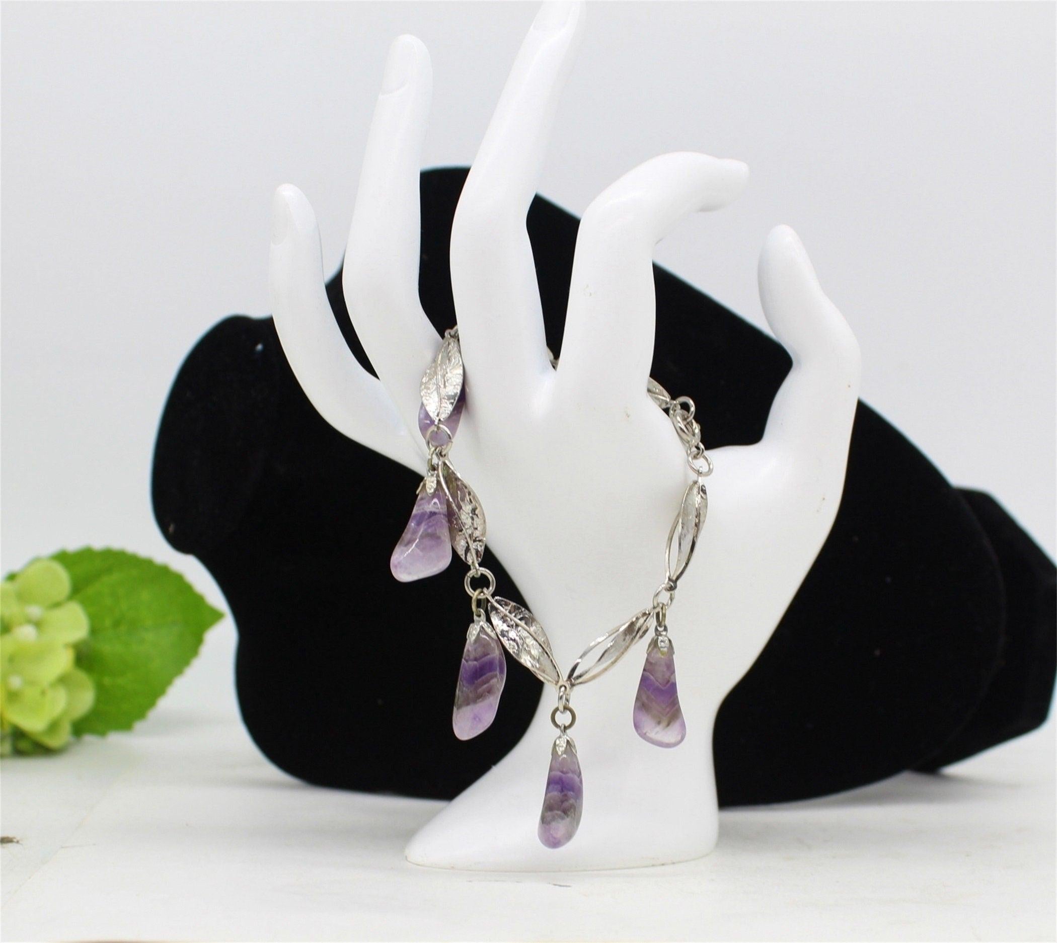 Natural Amethyst Charm Bracelet,