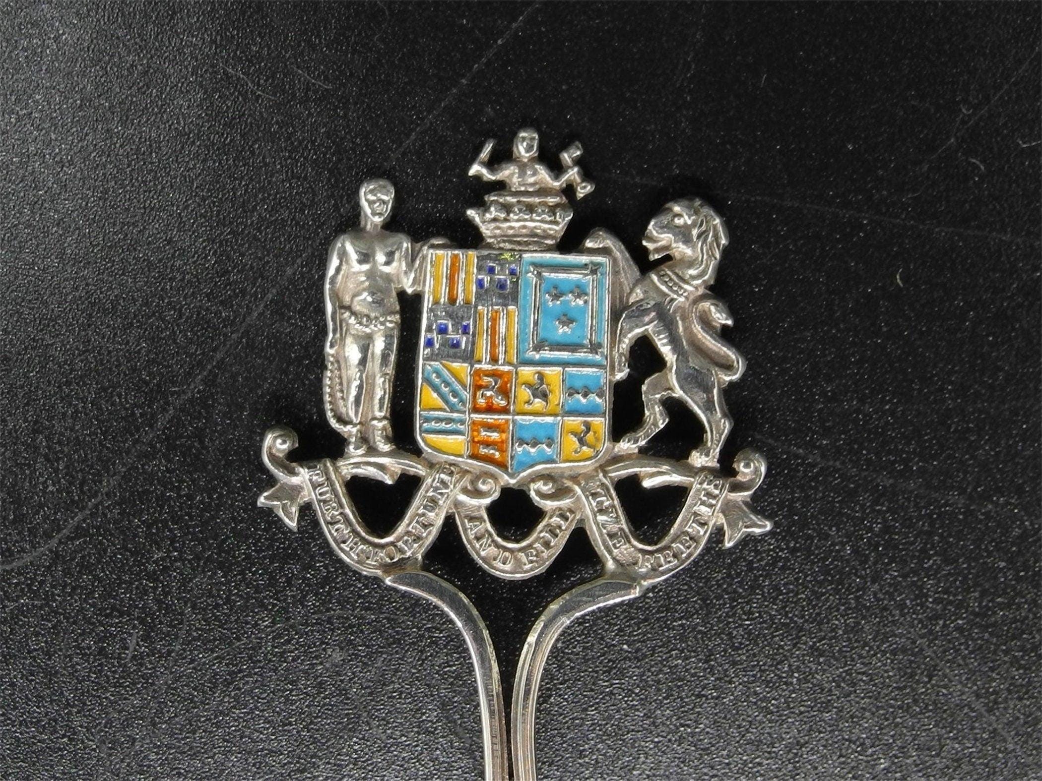 Antique 1906 Sterling Silver Teaspoon,Enamel Birmingham,Robert chandler