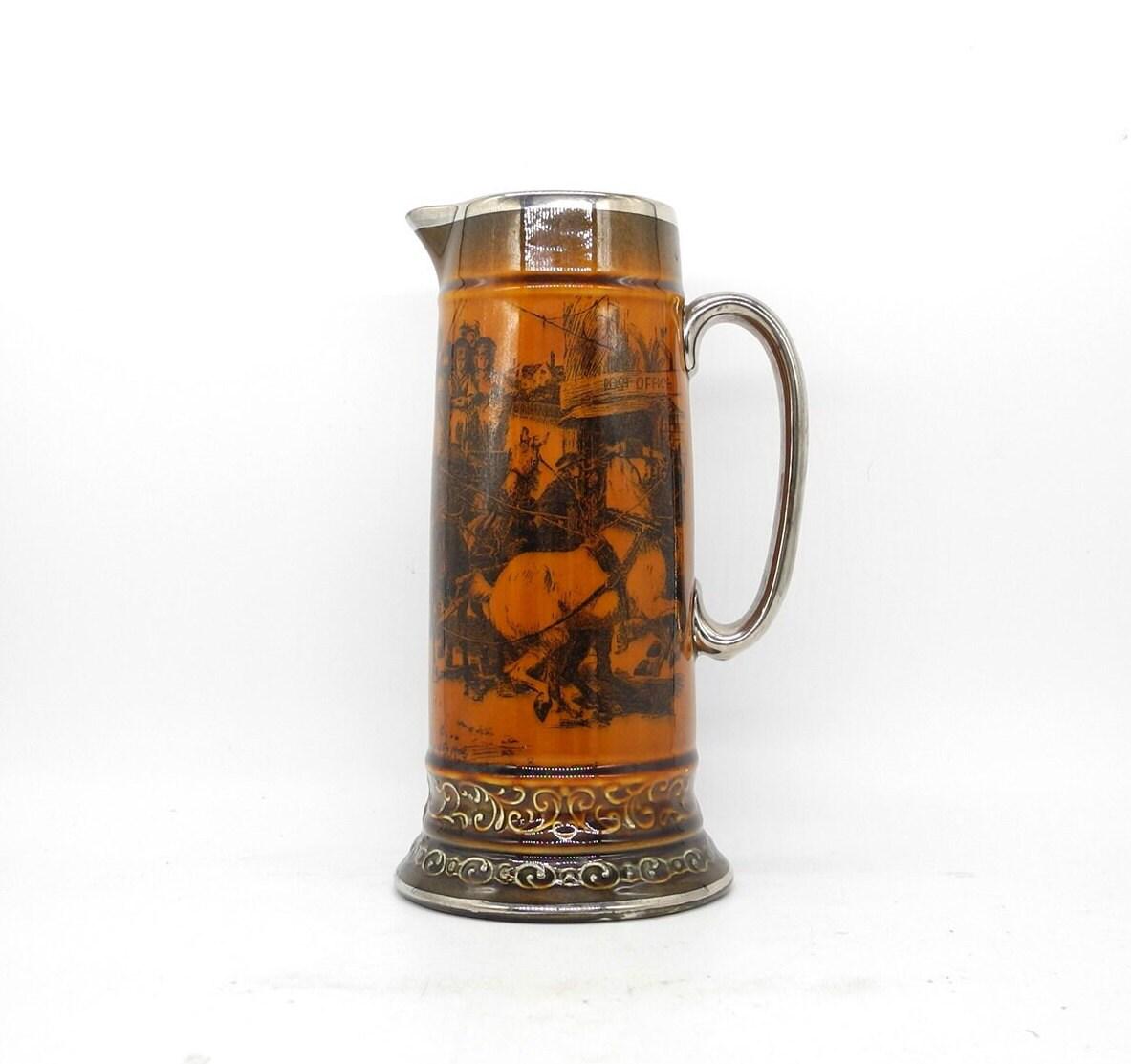 Tall Vtg Glazed Brown Tankard, Home Decor, England