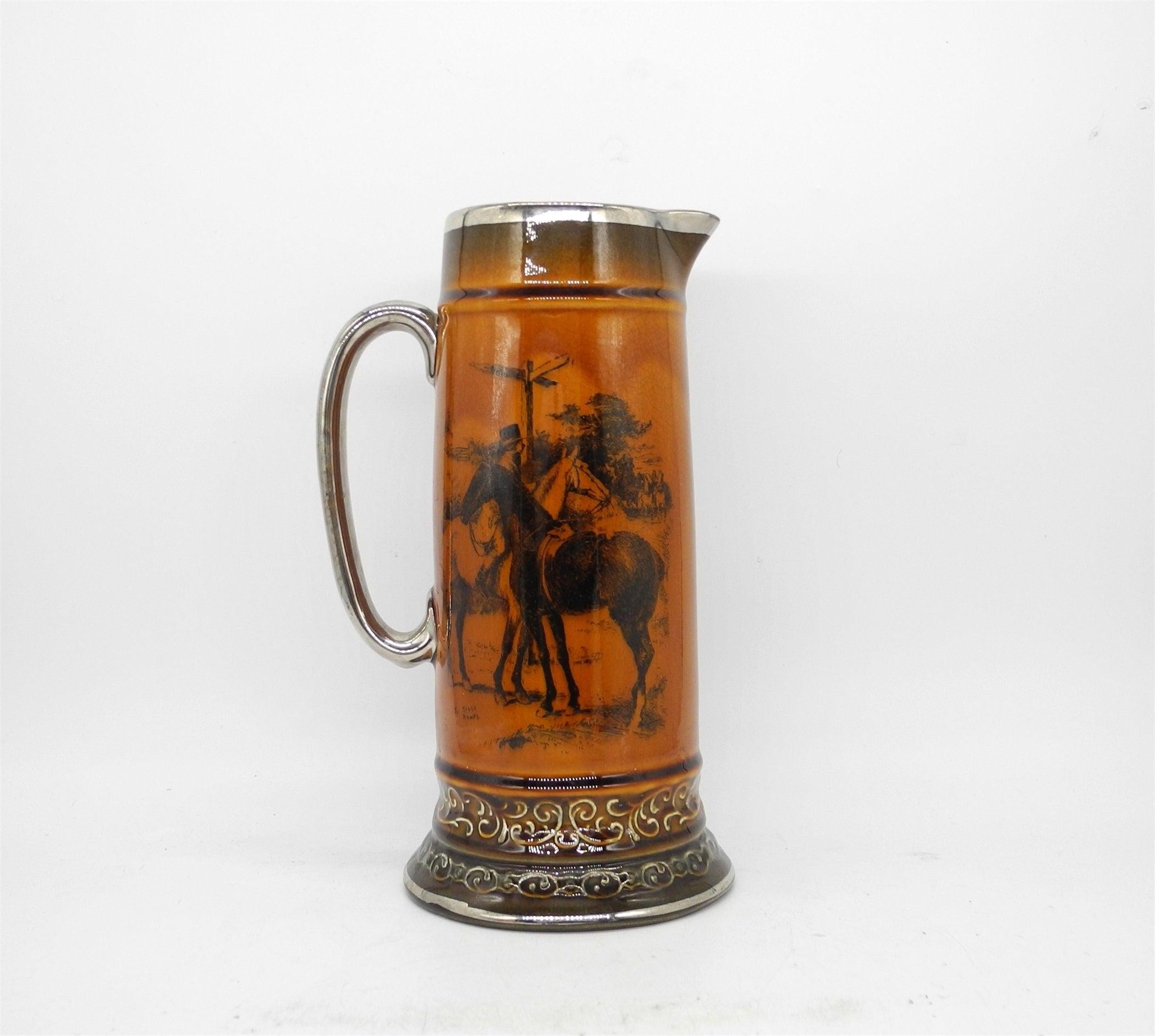 Tall Vtg Glazed Brown Tankard, Home Decor, England
