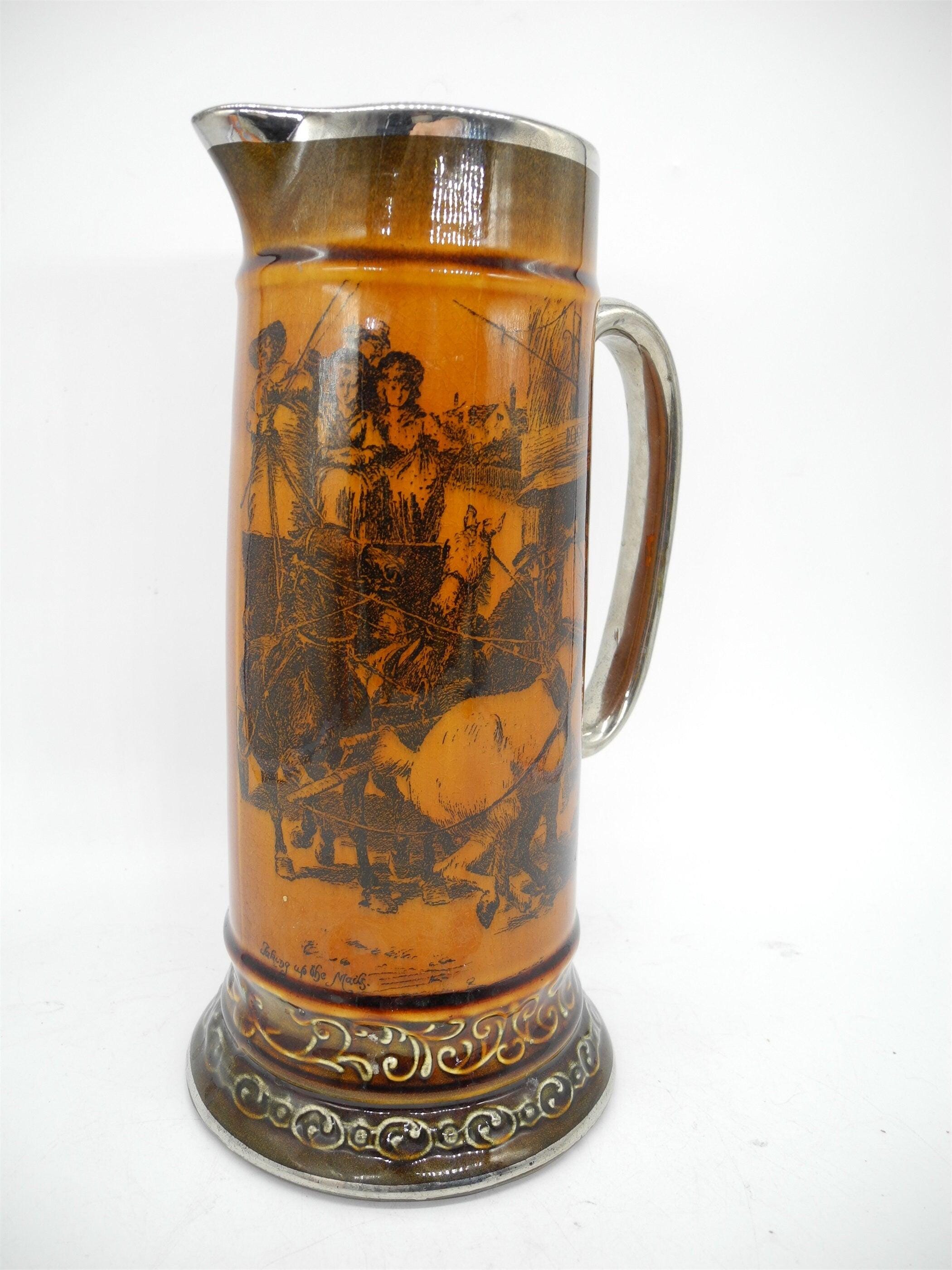 Tall Vtg Glazed Brown Tankard, Home Decor, England