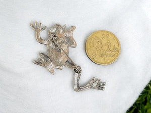 Enamel metal frog brooch