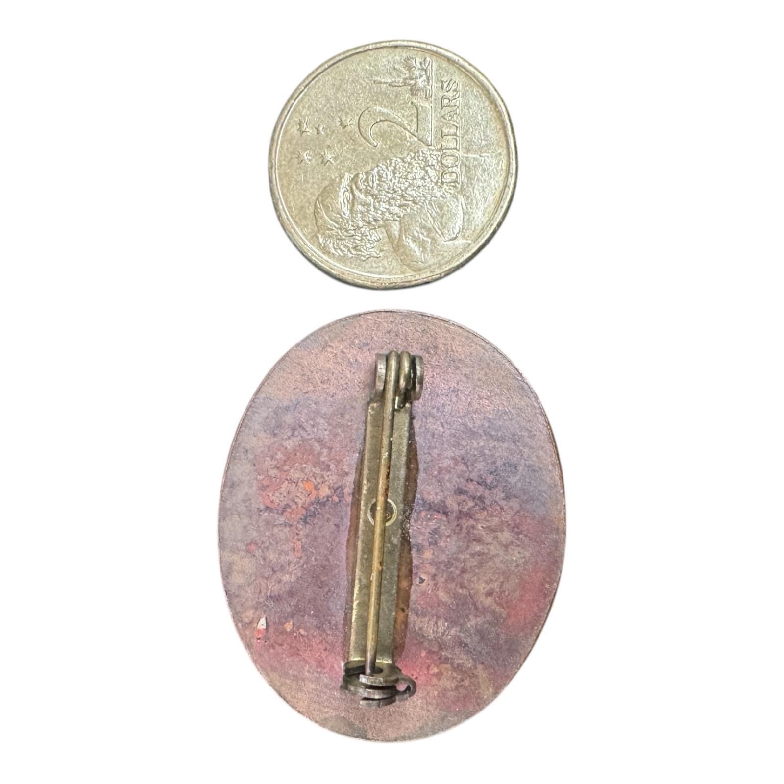 Vintage enameled copper brooch flower design
