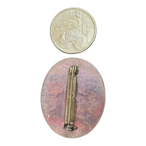 Vintage enameled copper brooch flower design