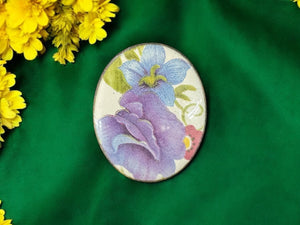 Vintage enameled copper brooch flower design