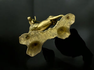 Hollywood Regency Cast Polished Brass Standing Stag Sculpture
