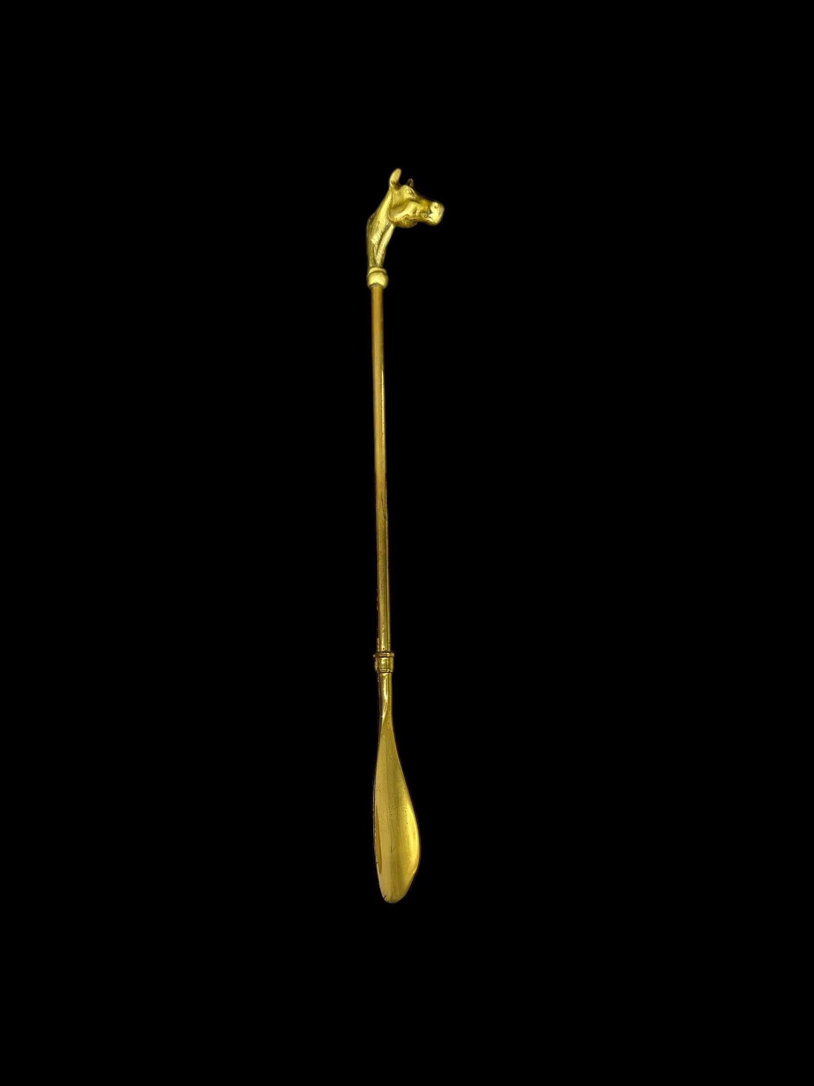 45cm solid Brass horse head shoehorn | long shoe horn