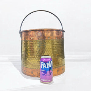 Old X-Large French Arts and Crfats  Copper and Brass Pot With a Handle and Grommets