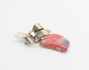 Vtg Bow And Drop rhodochrosite brooch, Jewellery