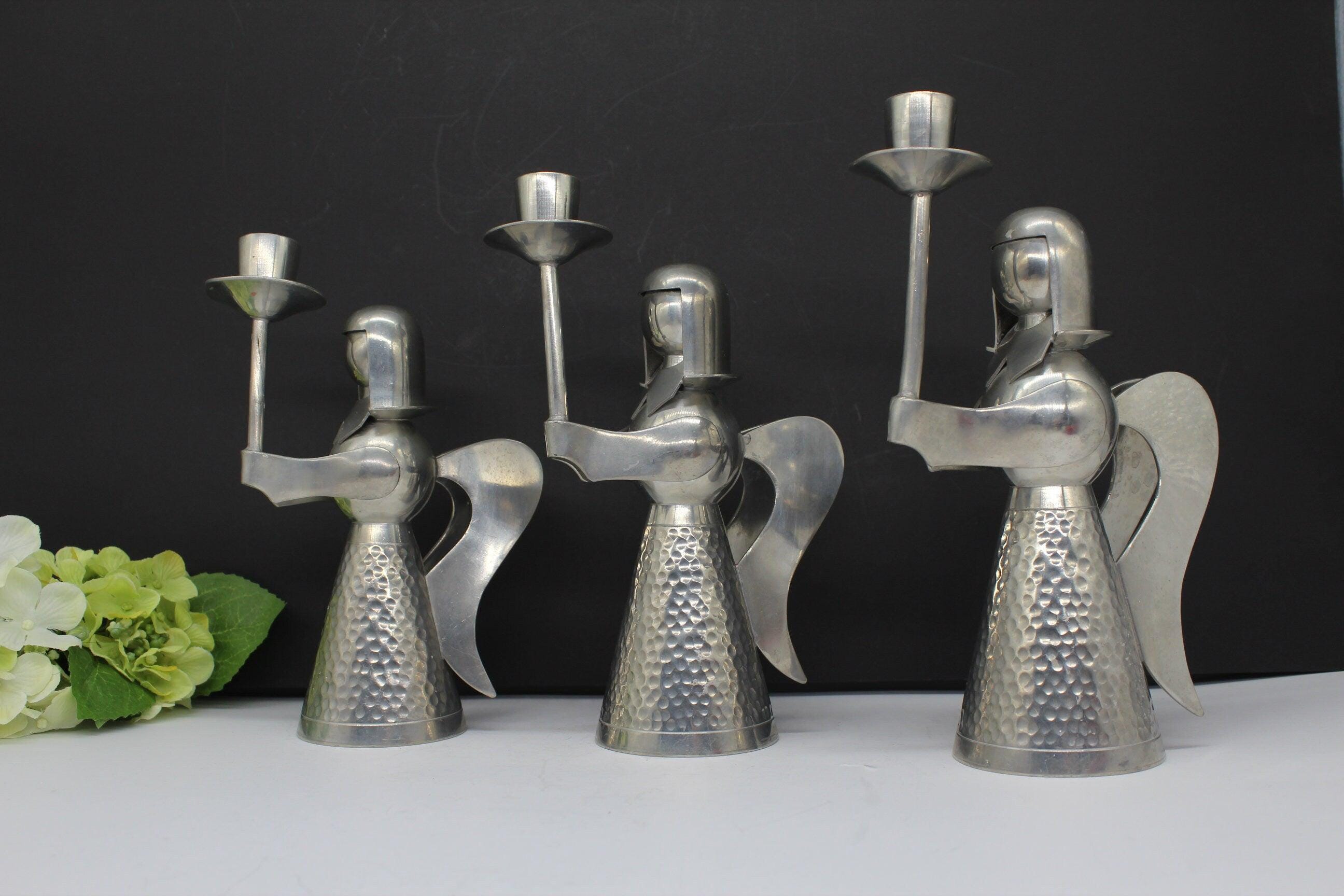 3x Vtg Handmade Indonesia Angel Candle Holders