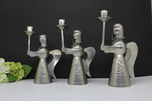 3x Vtg Handmade Indonesia Angel Candle Holders