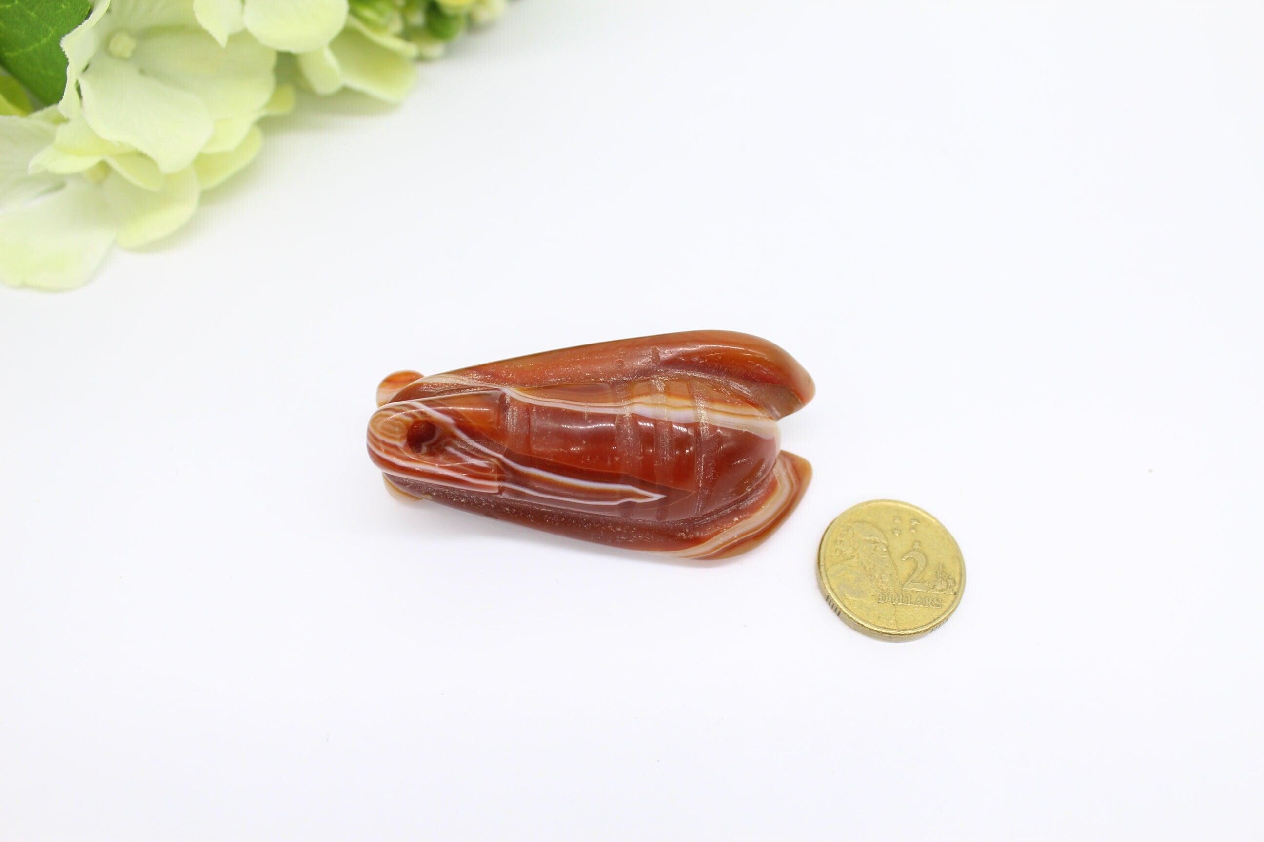 Natural Agate cicada bug Figurine, / Pendant