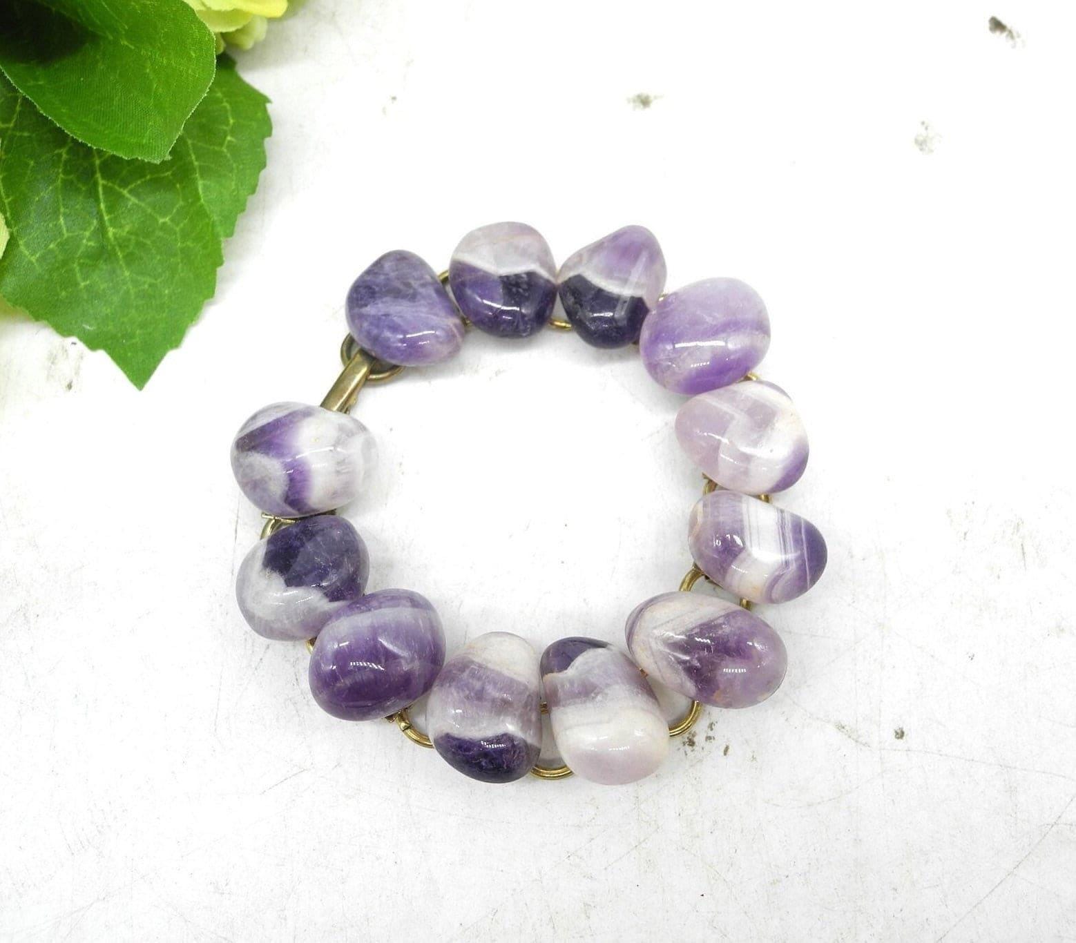 Natural Amethyst Bracelet on the metal Chain, Jewellery, Accessories,