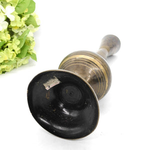Vtg Tall Black Enamel Brass Vase with Floral Engraving,  Tall Vase