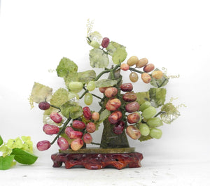 Vtg Jade Agate Chinese Bonsai Tree Sculpture, Natural Stone, Jade, Crystal,