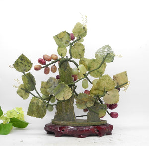 Vtg Jade Agate Chinese Bonsai Tree Sculpture, Natural Stone, Jade, Crystal,