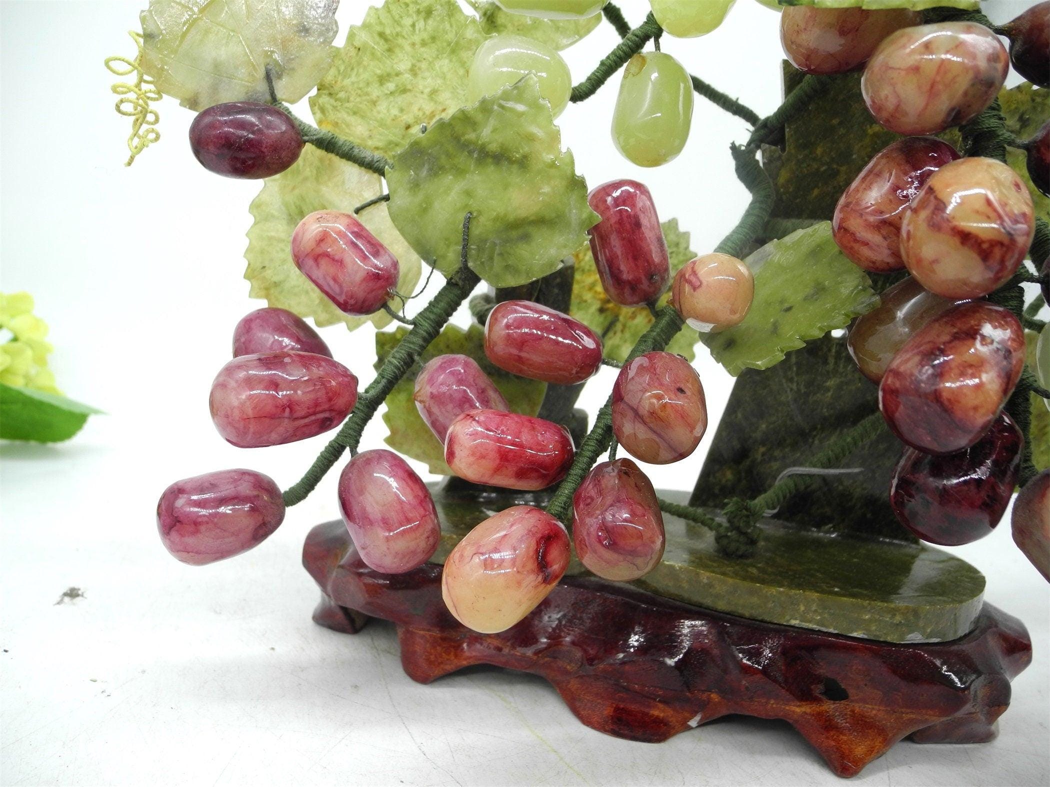 Vtg Jade Agate Chinese Bonsai Tree Sculpture, Natural Stone, Jade, Crystal,