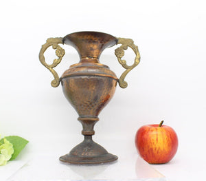 Vtg Mid Century Hammered Copper Amphora Vase