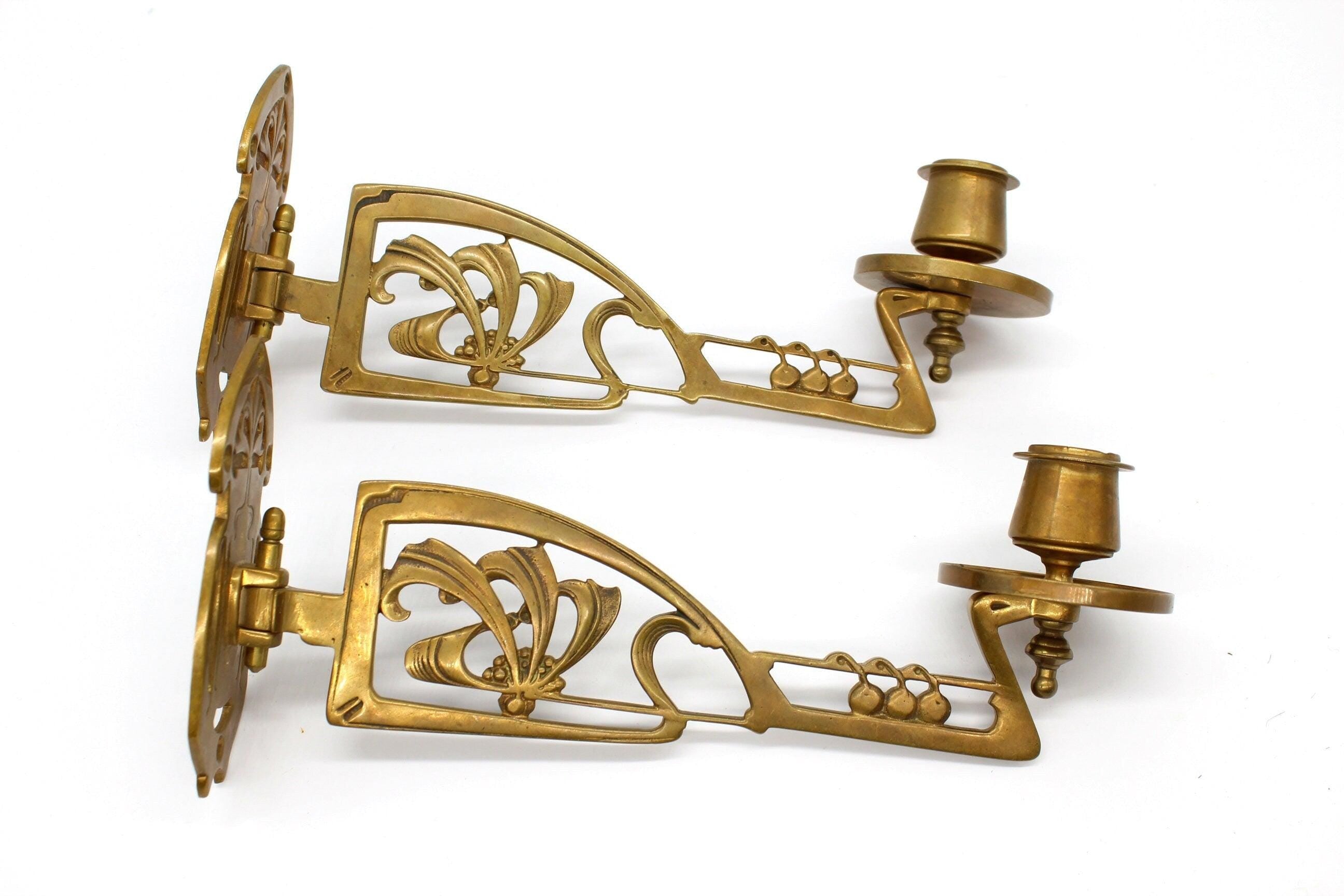 Pair Beale & Co Australia Art Nouveau Copper Piano Sconces, Australian Made