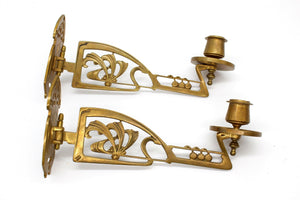 Pair Beale & Co Australia Art Nouveau Copper Piano Sconces, Australian Made