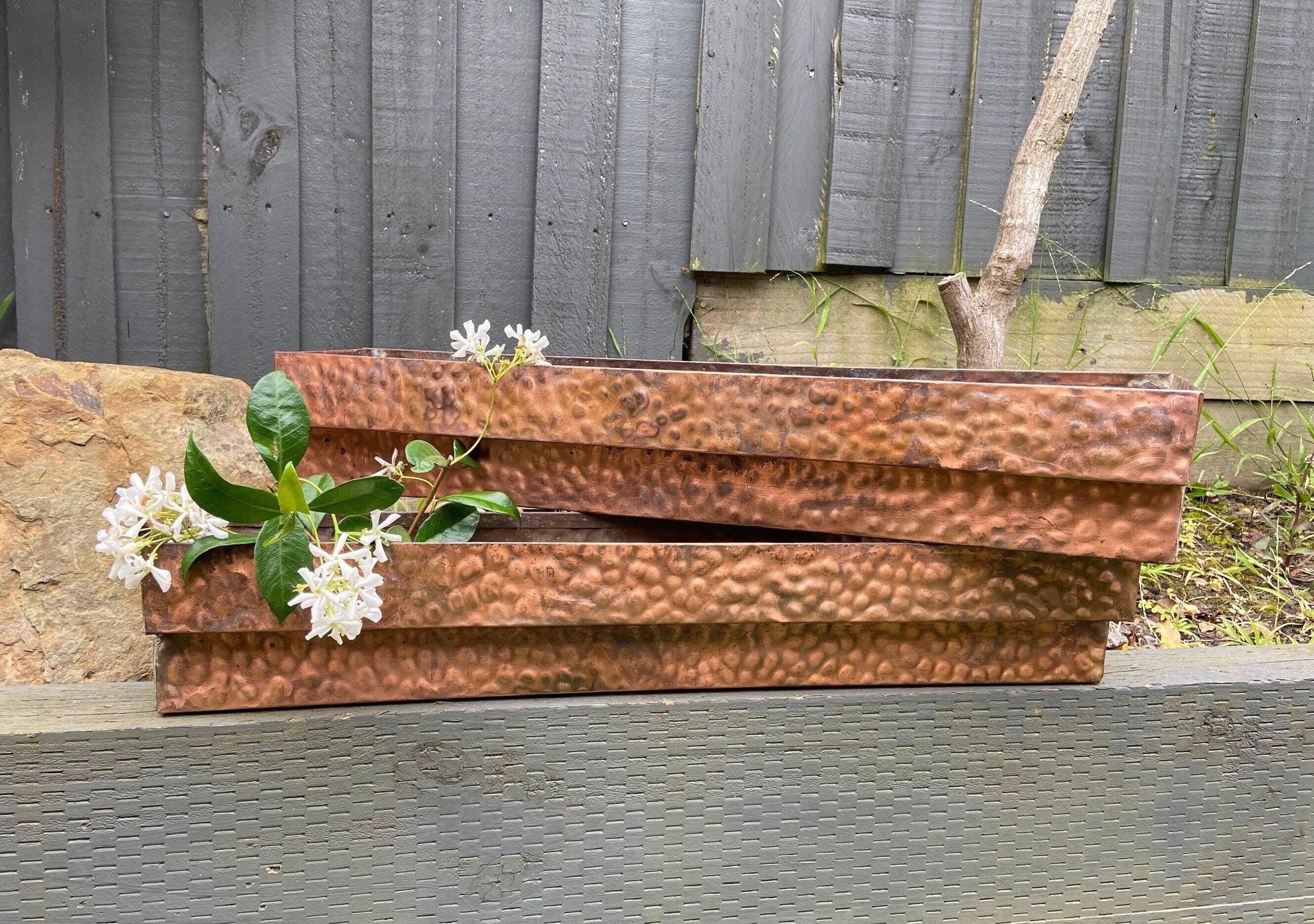 60cmL Hand Hammered Copper Garden Planter Box,
