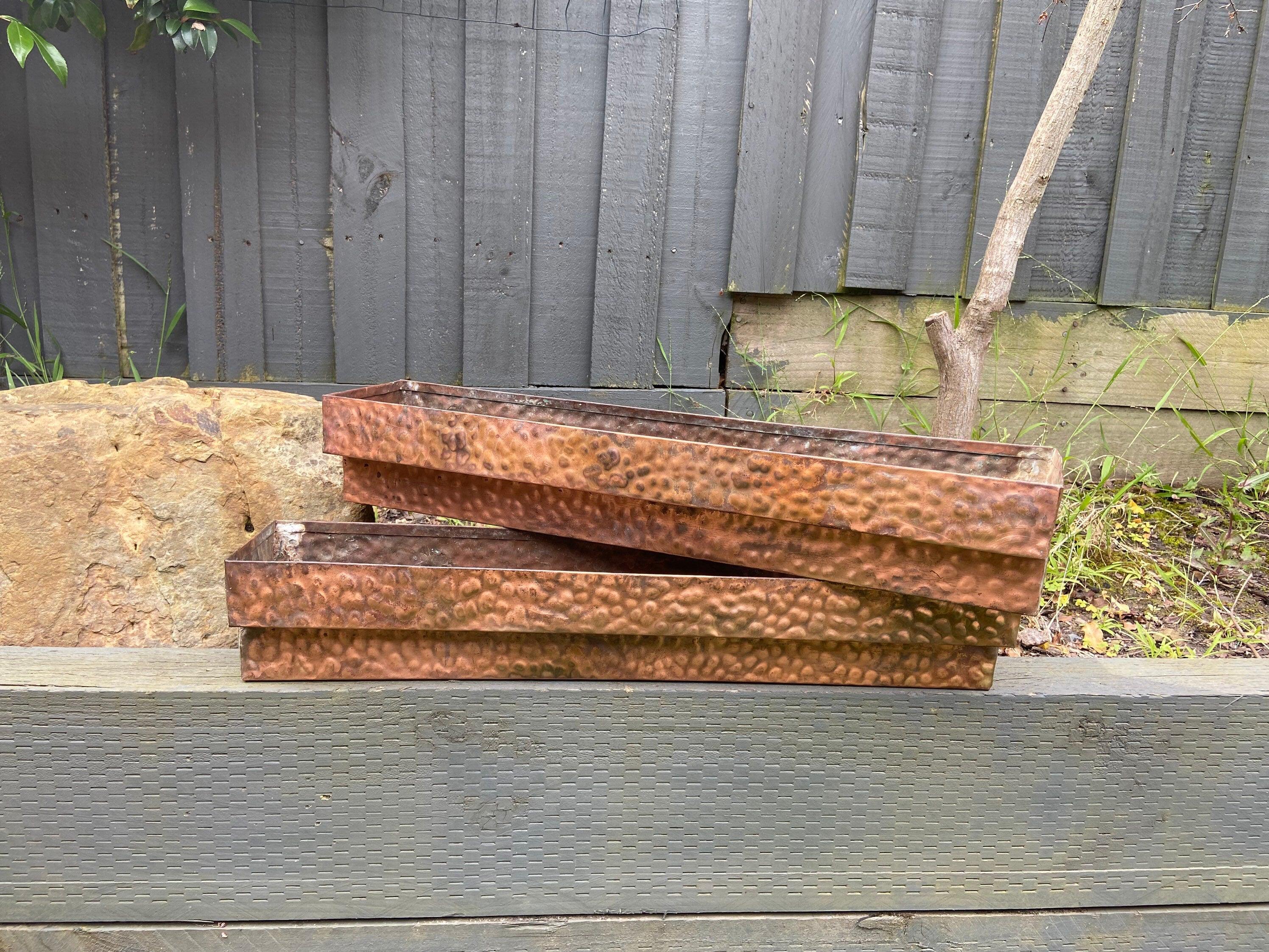 60cmL Hand Hammered Copper Garden Planter Box,