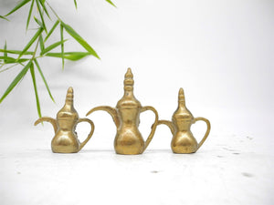 Vtg Solid Brass Miniature Tea Pot Set with Tray, Home Decor, Brass Decor