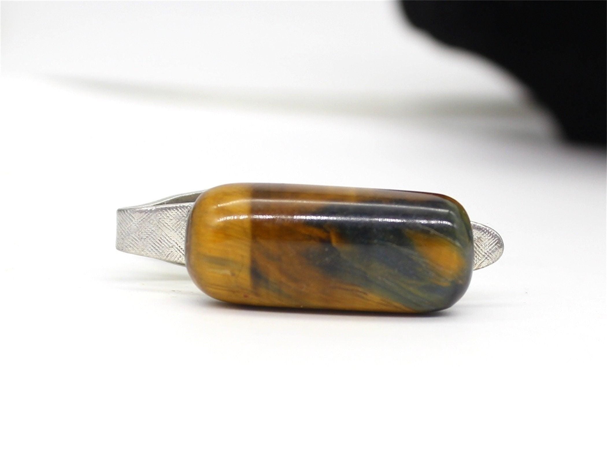 Natural Tiger Eye Tie clip, Jewellery,