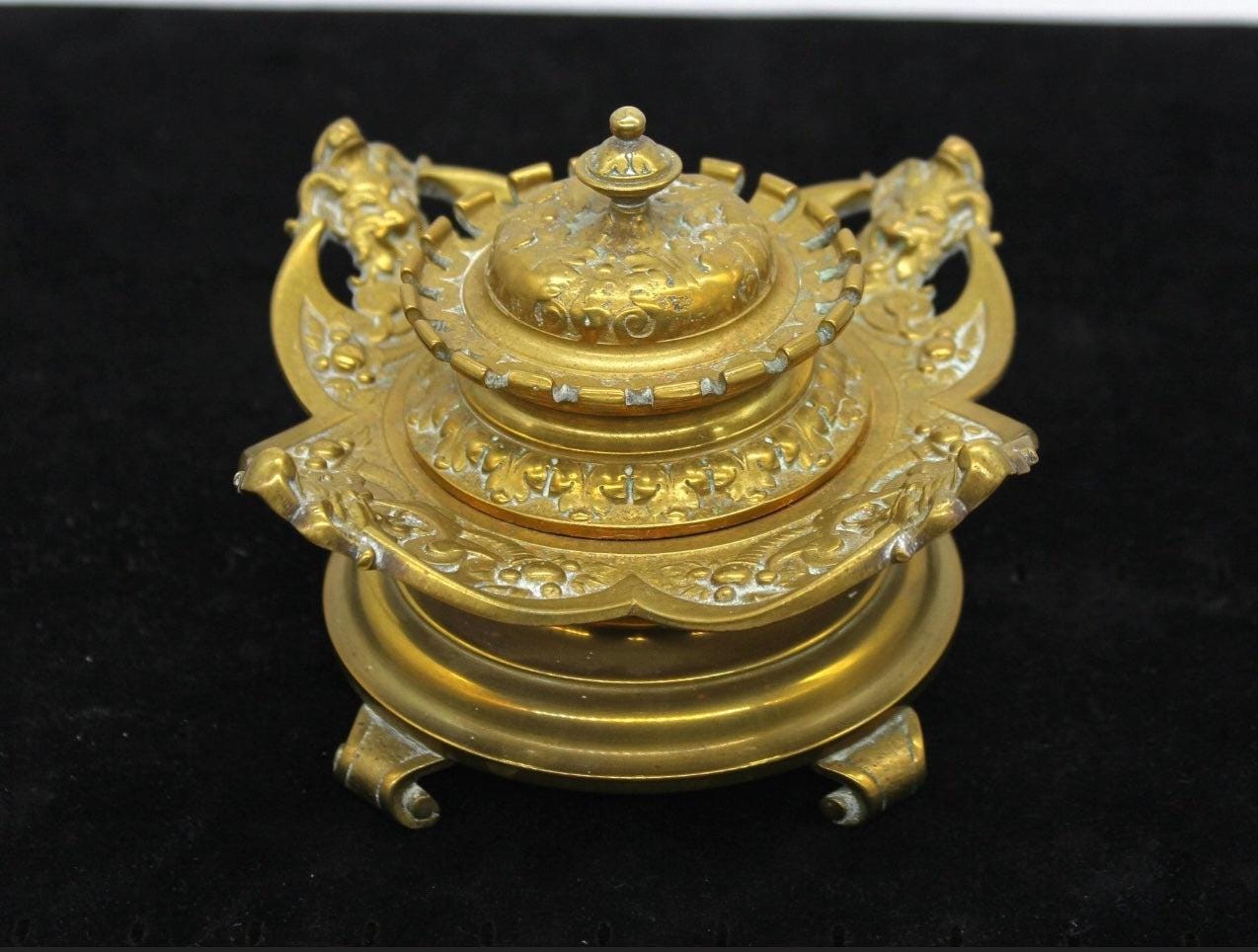 19th Century French Brass Inkwell,